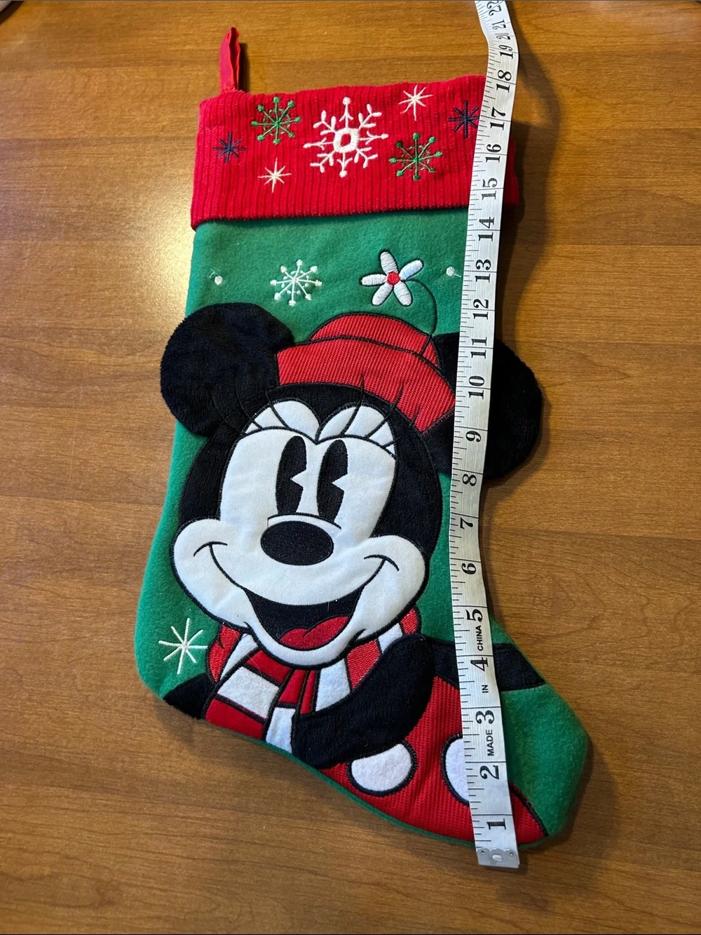 Minnie Mouse Holiday Christmas Stocking - Red & Green